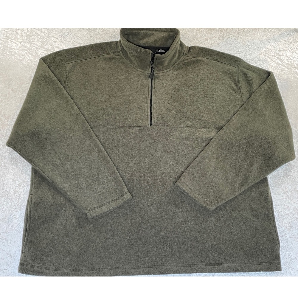 ProSpirit Fleece Pullover Men XXL Olive Green Good Quarter Zip Mock Neck 2722